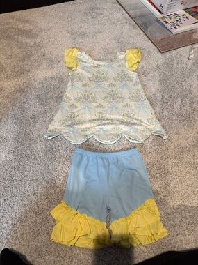Girls Yellow & Light Blue Floral Matching Set - Brand Unspecified